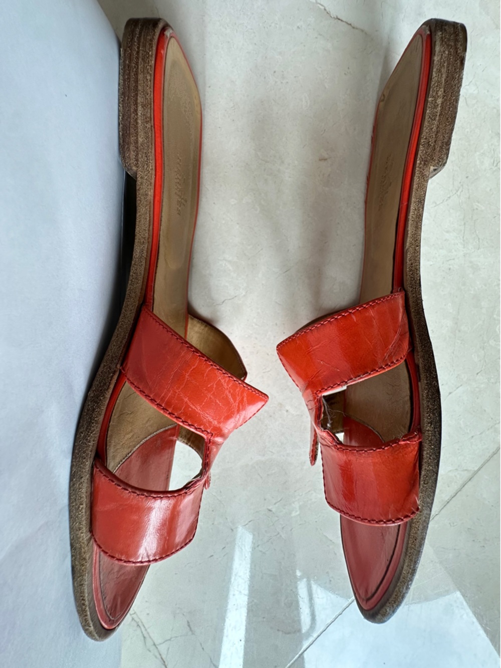 Hermes Oran Women’s Sandals Orange Size 40.5 - Picture 6 of 11
